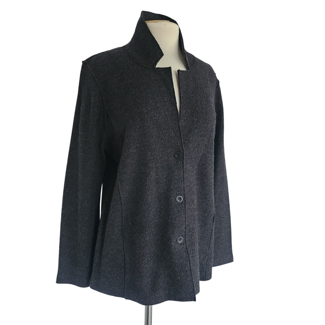 Eileen Fisher Jacket Merino Wool Gray Blazer