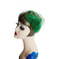 Vintage 50s Green Velvet Fascinator Mini Hat