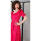 Vintage 80s Red Laura Ashley Dress Subtle Gold Floral Print Puffed Sleeves