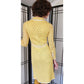 Vintage 60s Yellow Knit Dress Button Down Front Handmade France