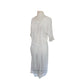 Antique 1910s White Lingerie Tea Dress Lawn Gown Crochet Lace Embroidery Drop Waist L