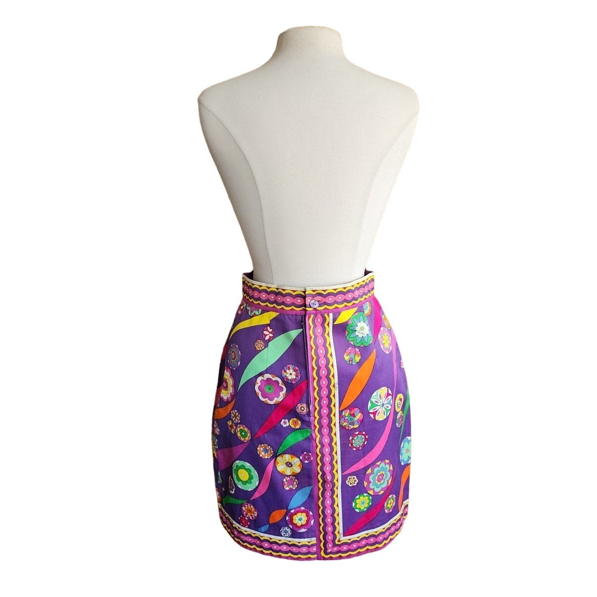 Vintage 60s 70s Pucci Skirt Purple Floral Print A Line
