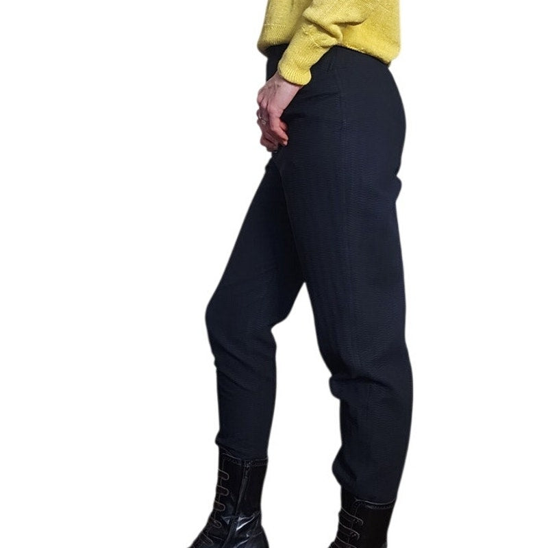 Vintage 1990s ISAAC MIZRAHI Pants Black Textured Cotton Pants Waist 28 Made in USA