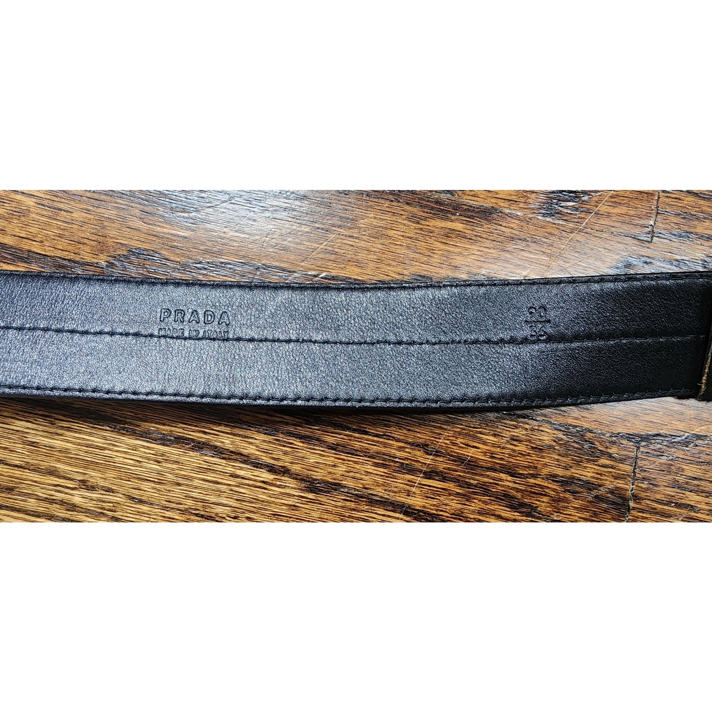 Vintage 2000s Prada Belt Brown Leather Minimalist Silver Buckle O Ring Clasp 36"