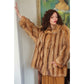 Vintage 1970s Fox Fur Jacket Hip Length Striped Boho / L