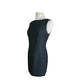 Vintage 1990s Minimalist Dress Black Raw Silk Sleeveless Shift Midi Small