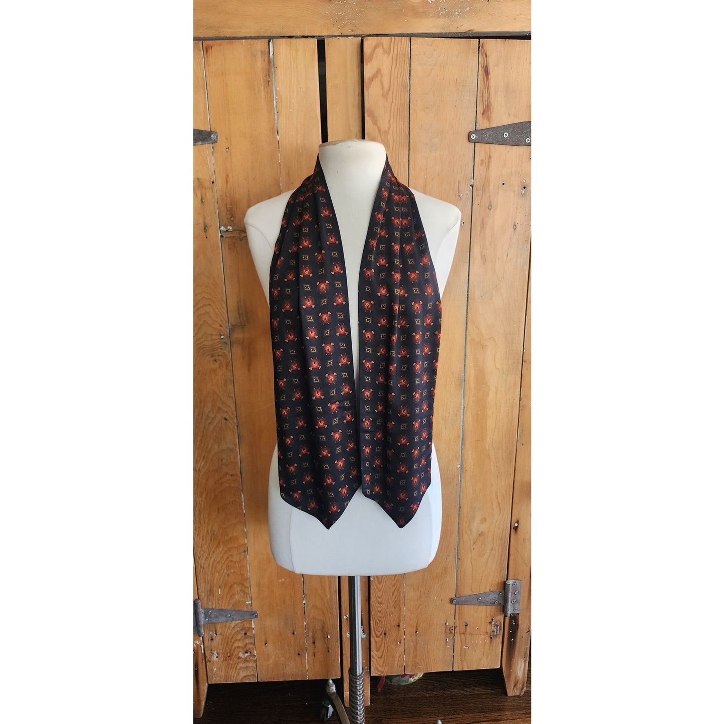 Vintage 1990s DKNY Ascot Scarf Equestrian Horse Print