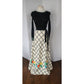 Vintage 70s Boho Maxi Dress Black Knit Top Cream Windowpane Skirt Floral Crissa Italy