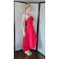 Vintage 80s Red Party Dress Strapless w/ Bubble Skirt & Bow by Climax