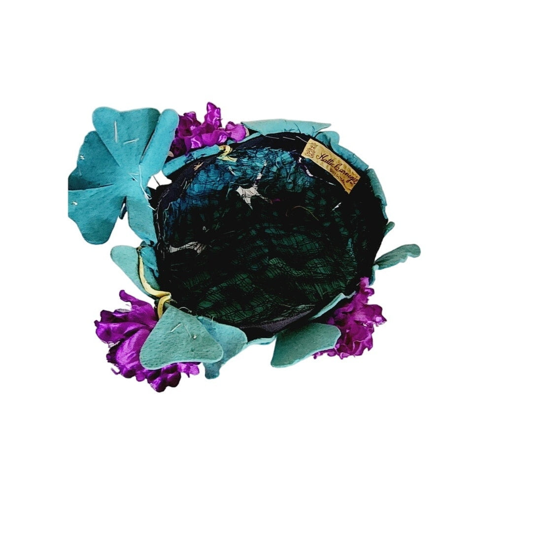 Vintage 50s Flower Hat Felt Petals Blue Purple Hattie Carnegie
