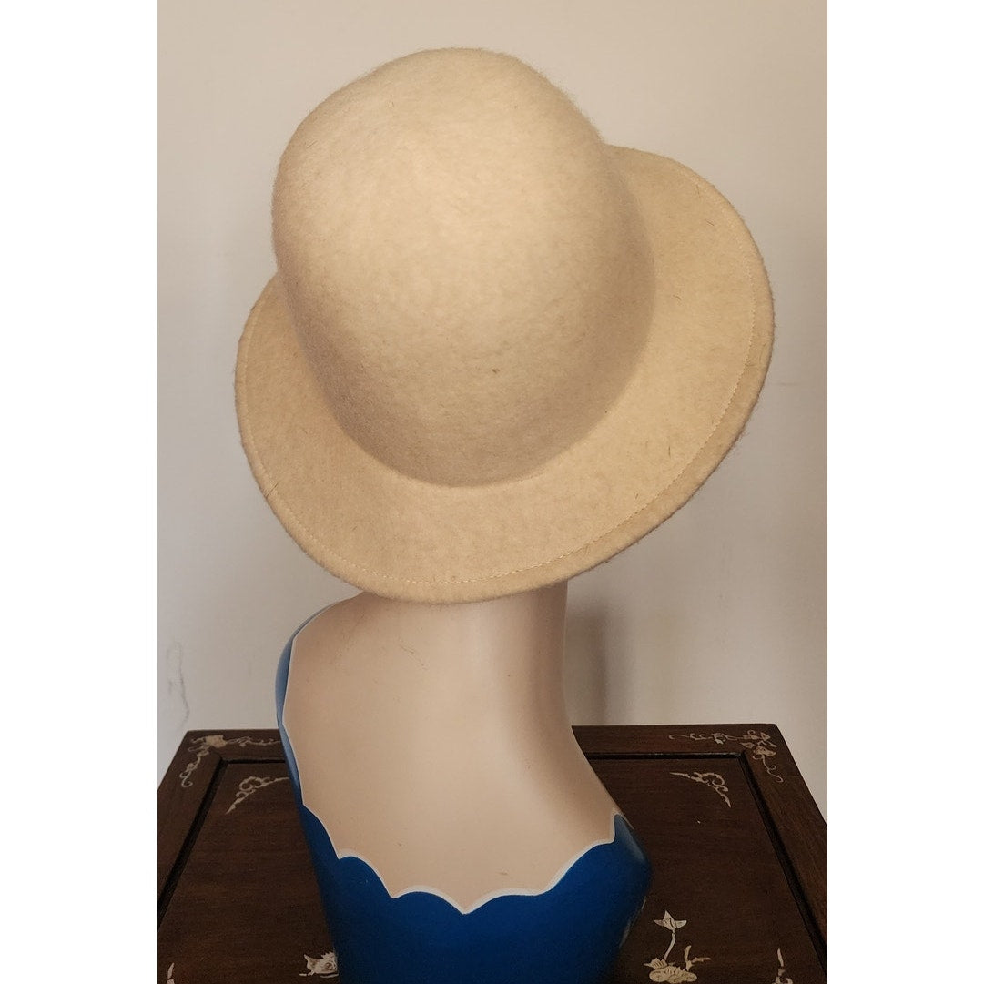 Vintage 1960s Mod Hat Cream Wool Soft Fedora Frank Olive
