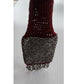 Antique Victorian Hand Bag Beaded Miser's Purse Burgundy Red Steel Beads Crochet