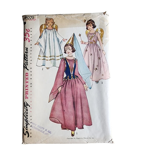 Simplicity Pattern 4071 Vintage Original 1950s Girls Angel Princess Fairy Costume Halloween