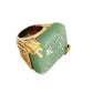 Vintage Yves Saint Laurent Arty Ring Green Aventurine Stone Chunky Gold Base