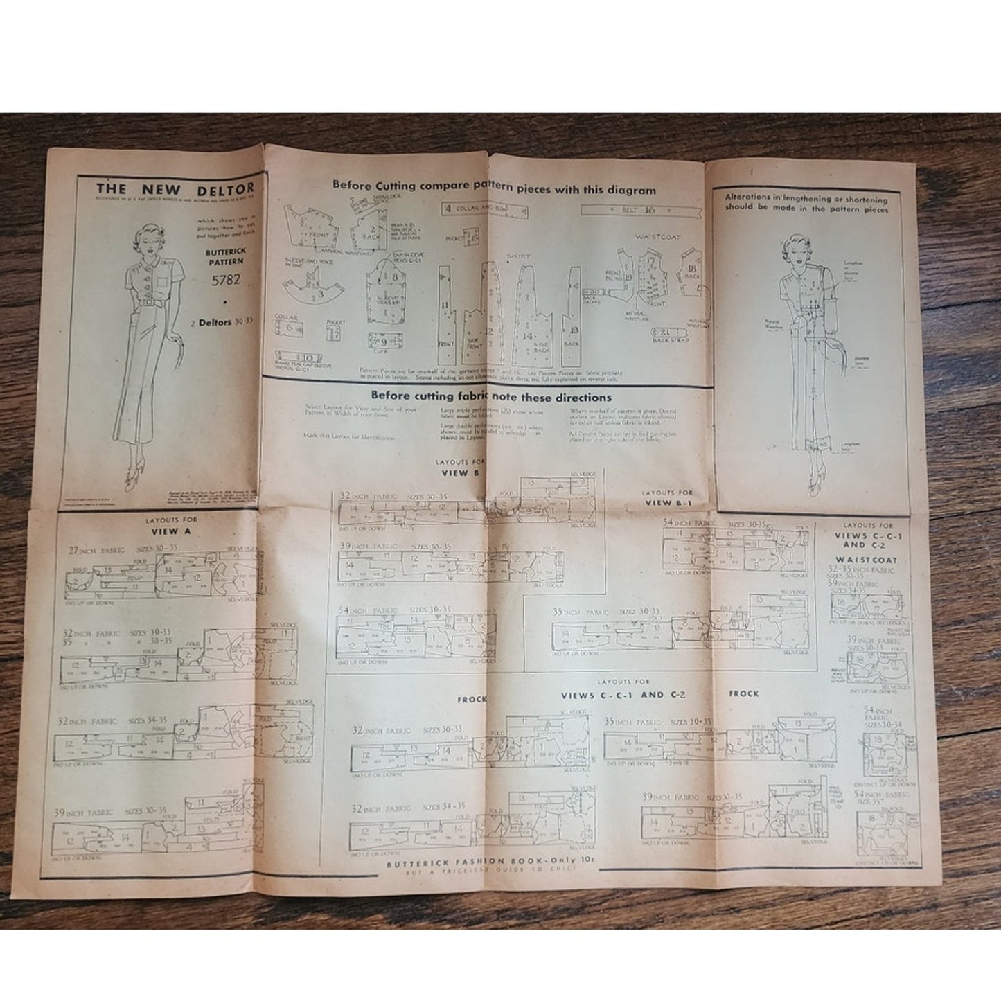 Vintage 1930s Dress Sewing Pattern ORIGINAL Butterick 5782 Junior Miss Frock UNCUT