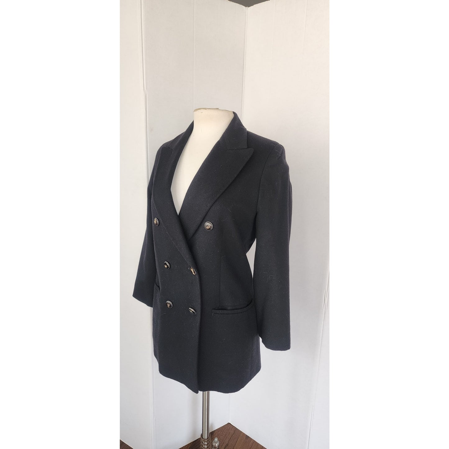 Vintage 1990s Black Blazer Antonio Baldan Double Breasted