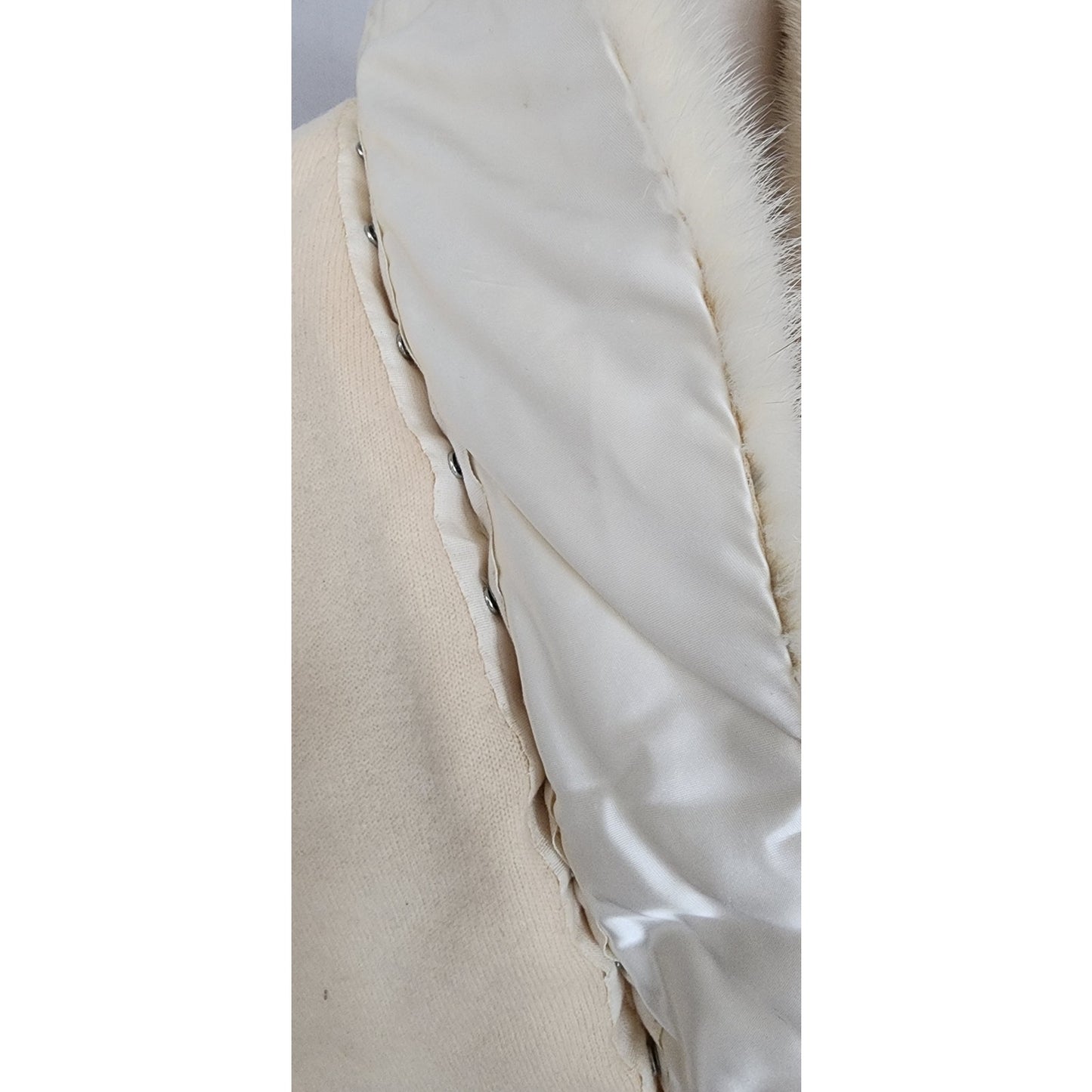 Vintage 50s Cardigan Cream Cashmere Sweater w/Blonde Mink