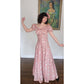 Vintage 30s Vintage Pink Floral Satin Evening Gown Old Hollywood Prom Dress
