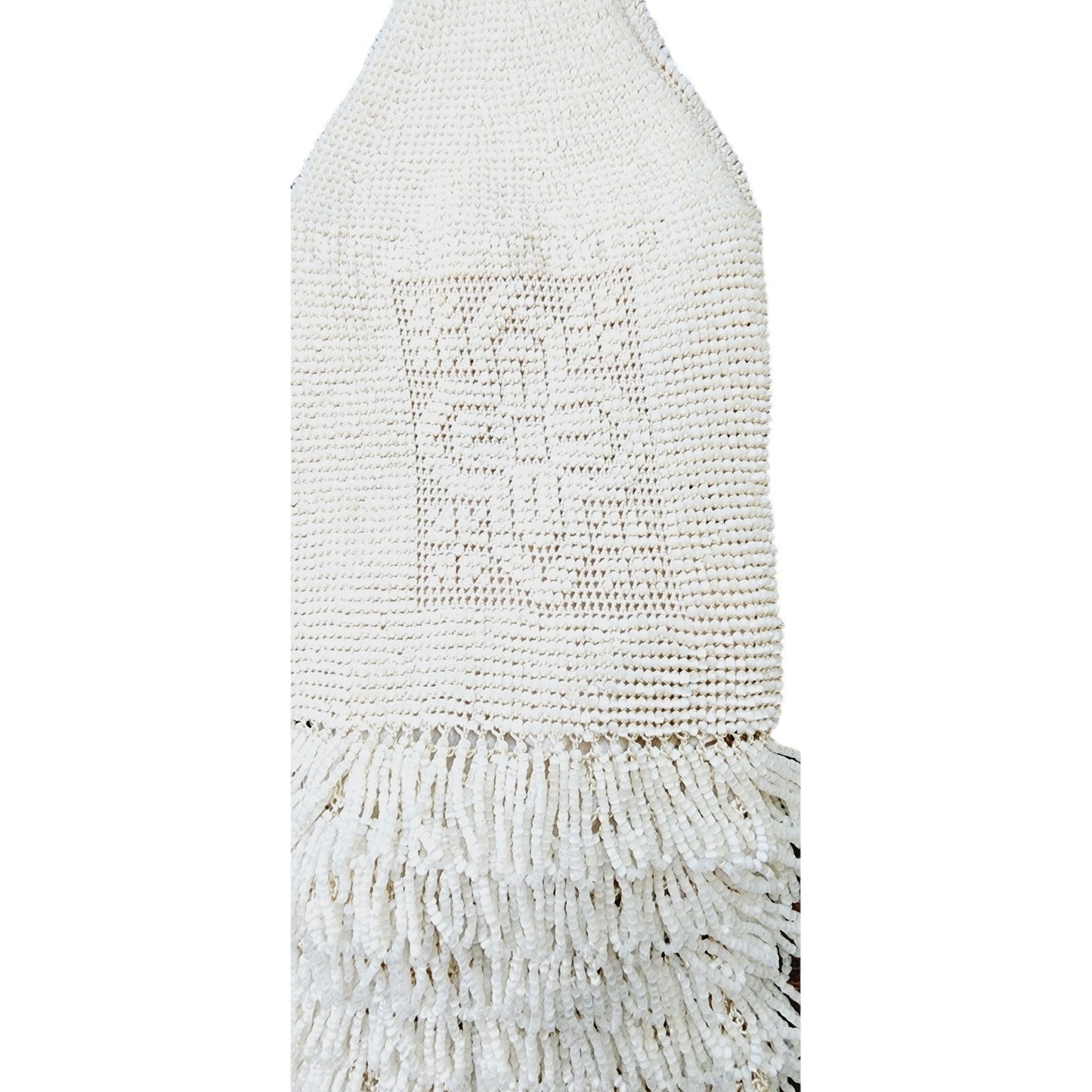 Antique White Beaded Evening Bag Rare Reticule Beaded Fringe Wristlet