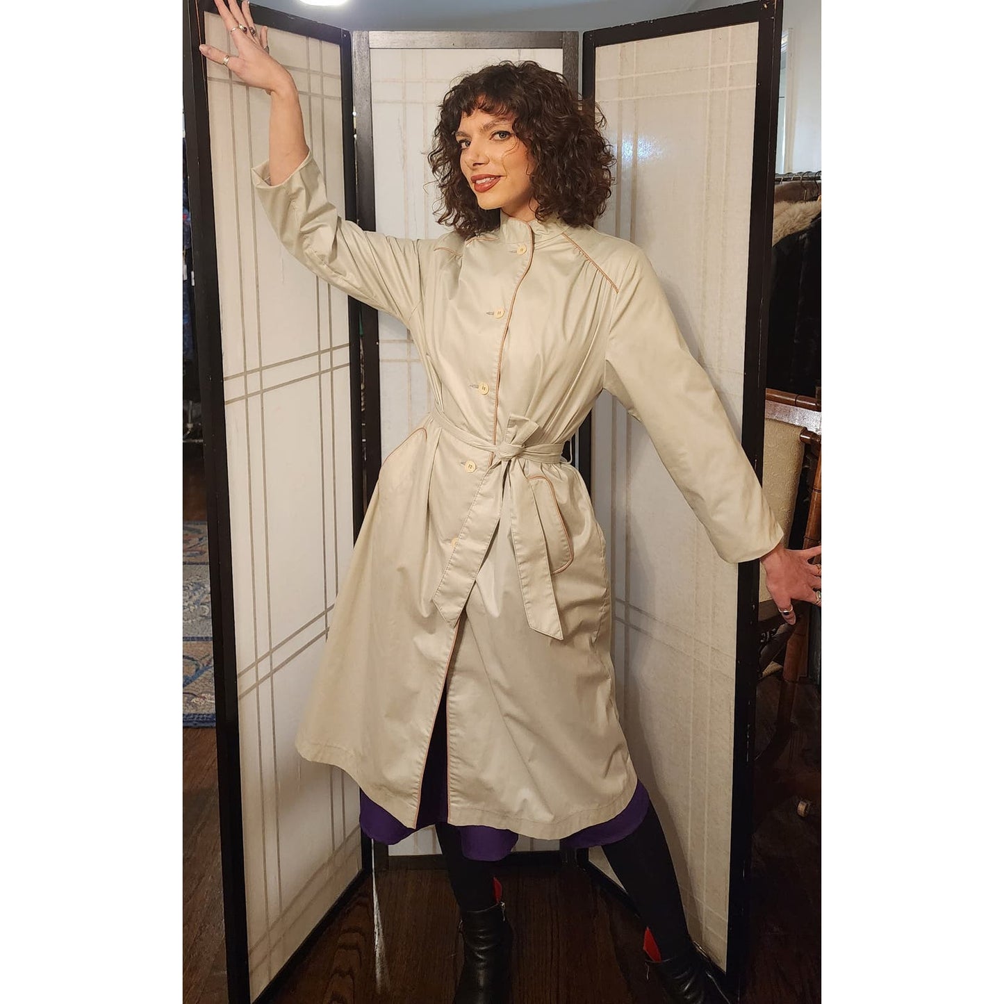 Vintage 70s Trench Coat Gray with Belt by Smug