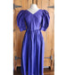 Vintage 80s Laura Ashley Dress Purple Cotton Puffed Sleeves