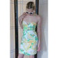 Vintage Y2K Pucci Strapless Cotton Print Dress Yellow Green Floral NWOT