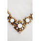 Vintage 60s Choker Necklace Milk Glass & Gold Baroque