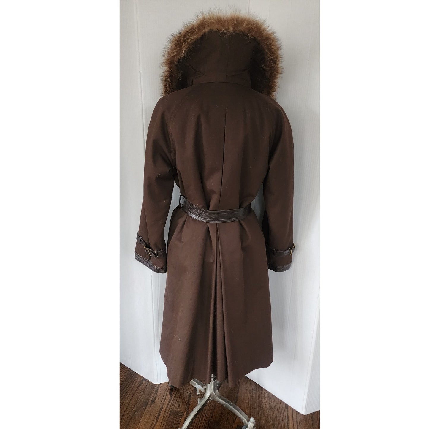 Vintage 70s SILLS A Bonnie Cashin Design Brown Leather Raccoon Fur Coat