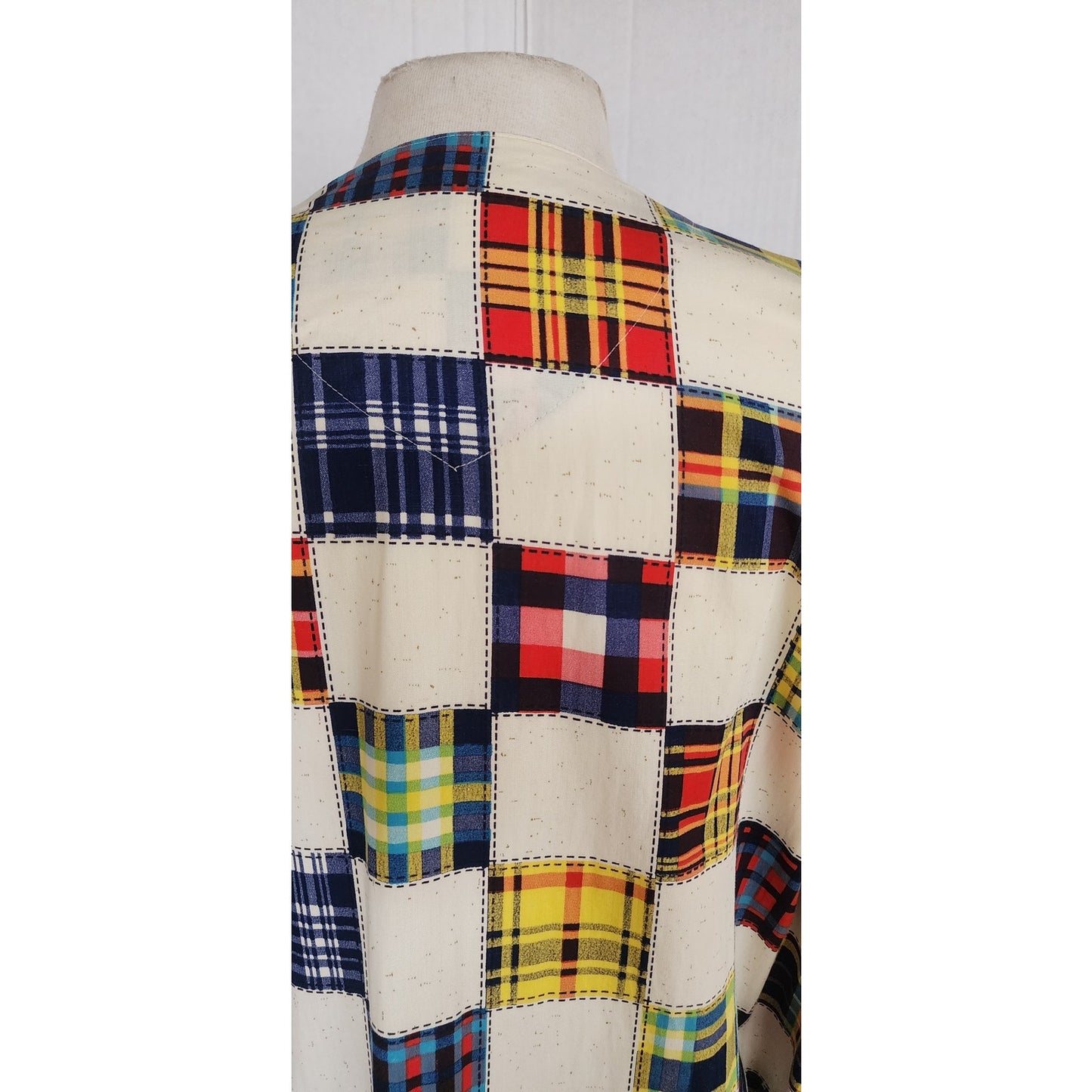 70s Men's Pajama Dress Caftan Lounger Patchwork Quilt Print H&S Pogue Co