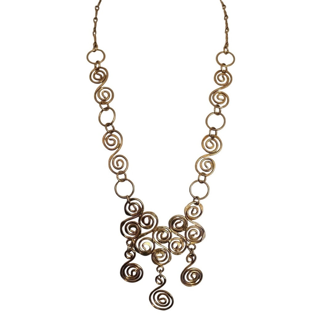 Vintage Spiral Pendant Necklace Hammered Gold Ancient Greece  Style