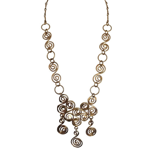 Vintage Spiral Pendant Necklace Hammered Gold Ancient Greece  Style