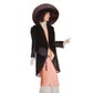 Antique 1910s 20s Edwardian Art Deco Black Textured Silk Velvet Opera Coat Frock Jacket with Silk Chord Knot Closure