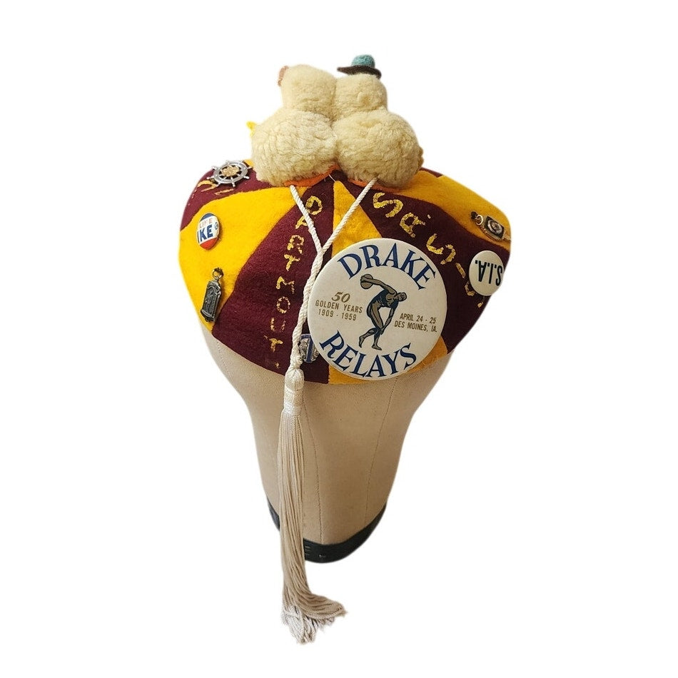 Vintage 1950s College Freshman Beanie "Dink" Cap Historical Pins