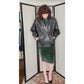 Vintage 80s Black Leather Jacket, Oversized, Italy