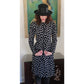 Vintage 1979 Yves Saint Laurent Skirt Suit Heart Print Silk Black White / S
