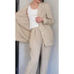 Vintage 80s 90s DONNA KARAN Pant Suit Beige Silk