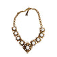 1960s Choker Necklace White Milk Glass & Gold Baroque Style