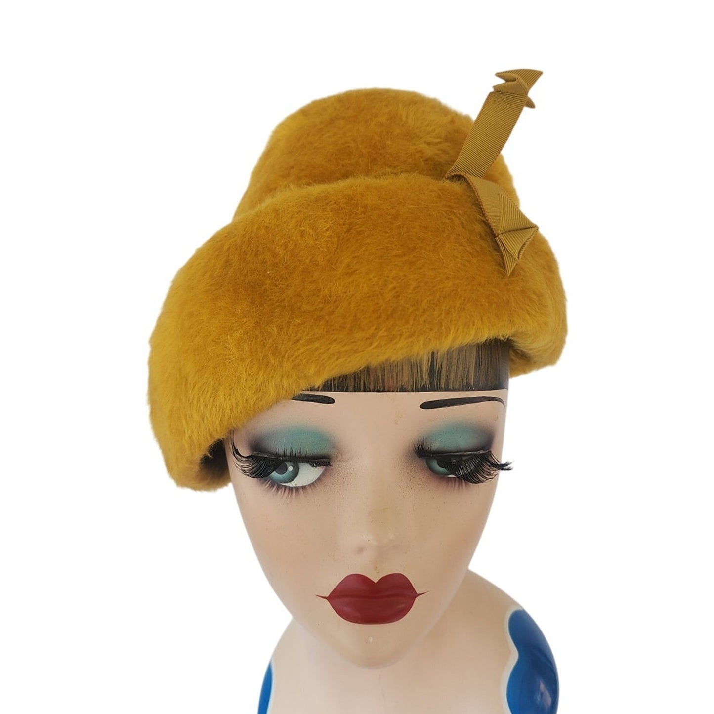 Vintage 1960s Yellow Hat Sally Victor Fuzzy Wool Mod