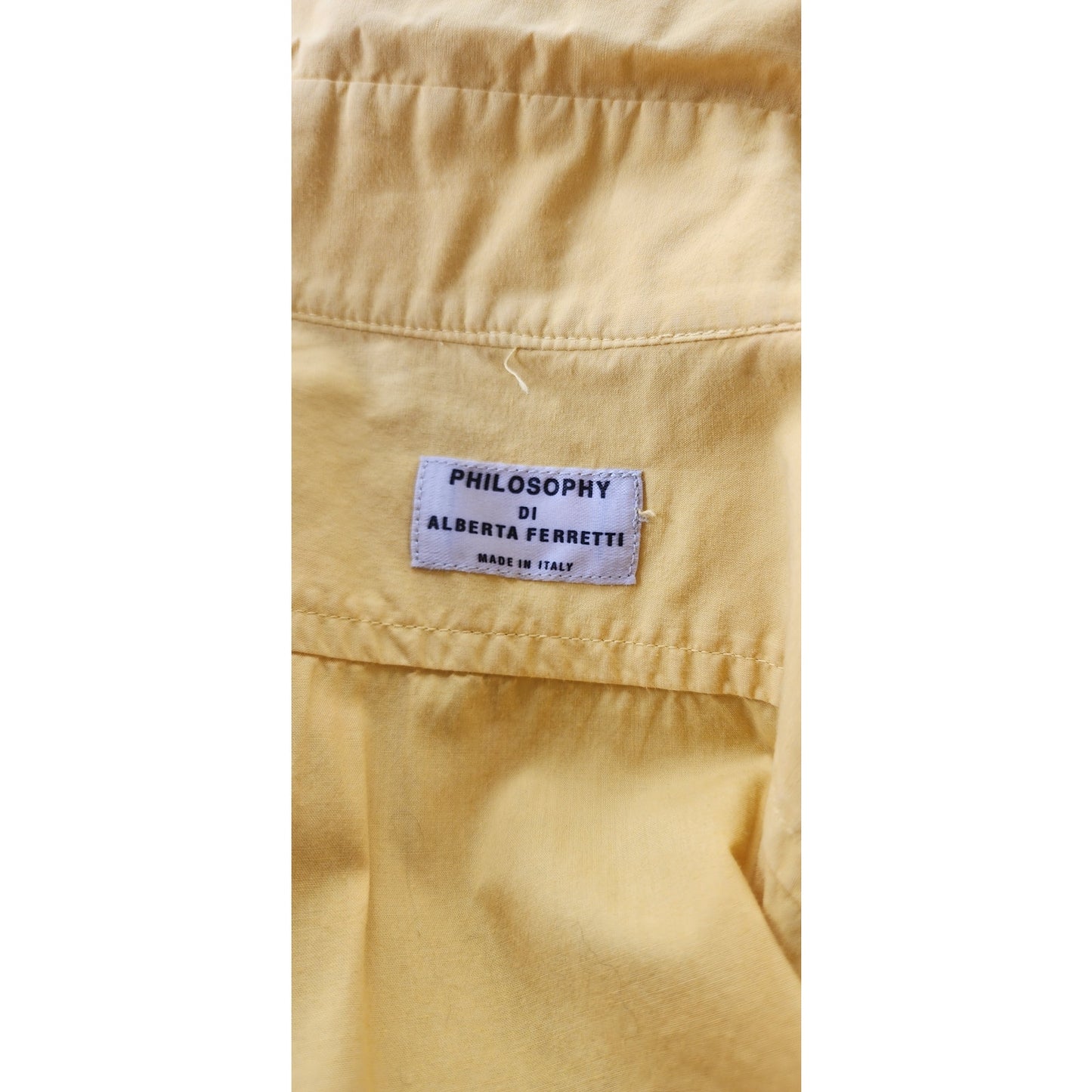 Vintage Yellow Shirt Button Down by Philosophy Alberta Ferretti w/ Crochet Trim Small