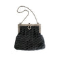 Antique Evening Bag Edwardian Purse Black Crochet Silver Etched Frame 1900s
