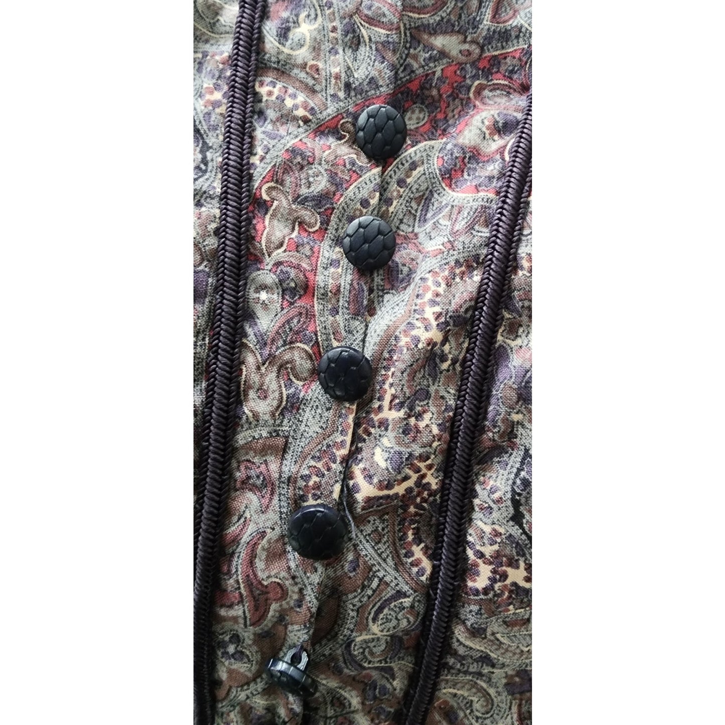 Vintage Neo-Edwardian Jacket Gray Mauve Paisley Print XS