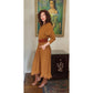 Vintage 1980s Brown Dress Fringed Cowl Collar Mad Max Distopia Positive Attitude