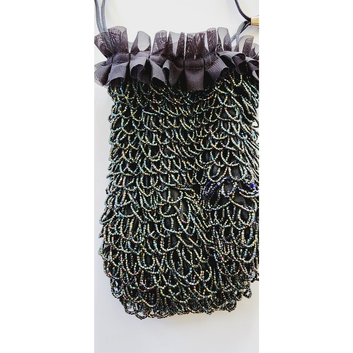 Vintage 20s Beaded Bag Looped Fringe Reticule