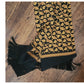 Vintage 1990s DKNY Scarf Black Gold Paisley Print Silk Oblong Fringe Donna Karan