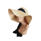 Vintage 90s Straw Summer Hat Badgley Mischka Floppy w/Black Scarf