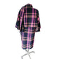 Vintage 90s Purple Wool Plaid Poncho Cloak Coat w/Scarf