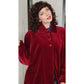 Vintage 80s Red Velvet Coat Raglan Sleeves, Belted