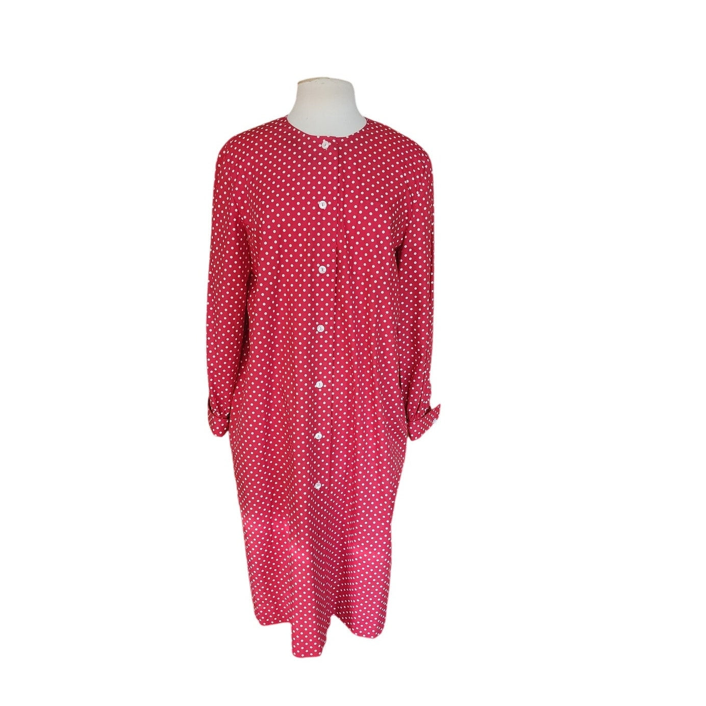 RARE Vintage Charvet Paris Red Polka Dot Ladies Shirtdress / M