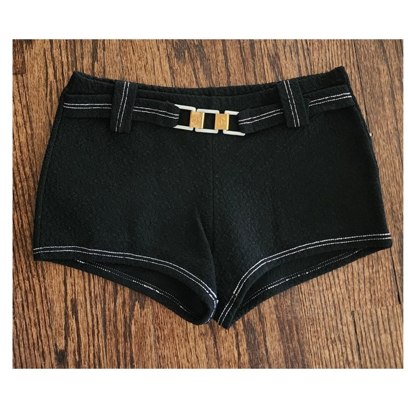 Vintage 60s Black White Bikini Set Bullet Bra + Boy Shorts Majorca Athenee Greece