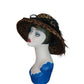 Vintage Y2K Carluci Millinery Animal Print Hat Wide Brimmed w/Bow & Feathers
